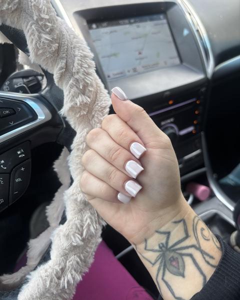 Short milky white nails, a clean everyday set from 88 Nails in Lewisville